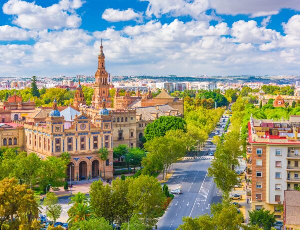 Séville, Espagne paysage urbain avec Plaza de Espana