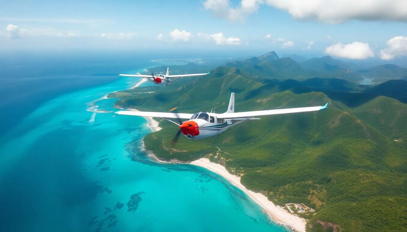 Les îlets vus du ciel : contraste entre mer et montagnes