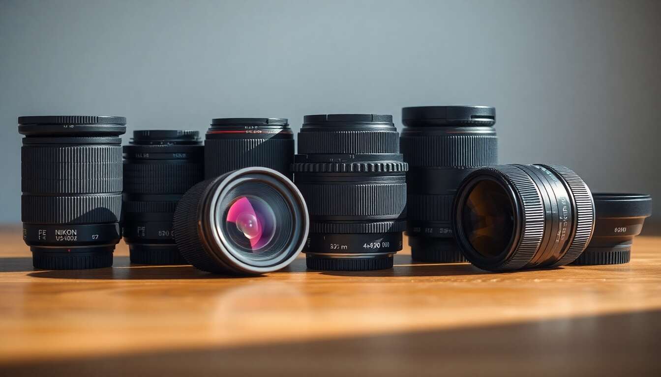 Principaux types d'objectifs nikon fx : grand angle, standard, téléobjectif et macro