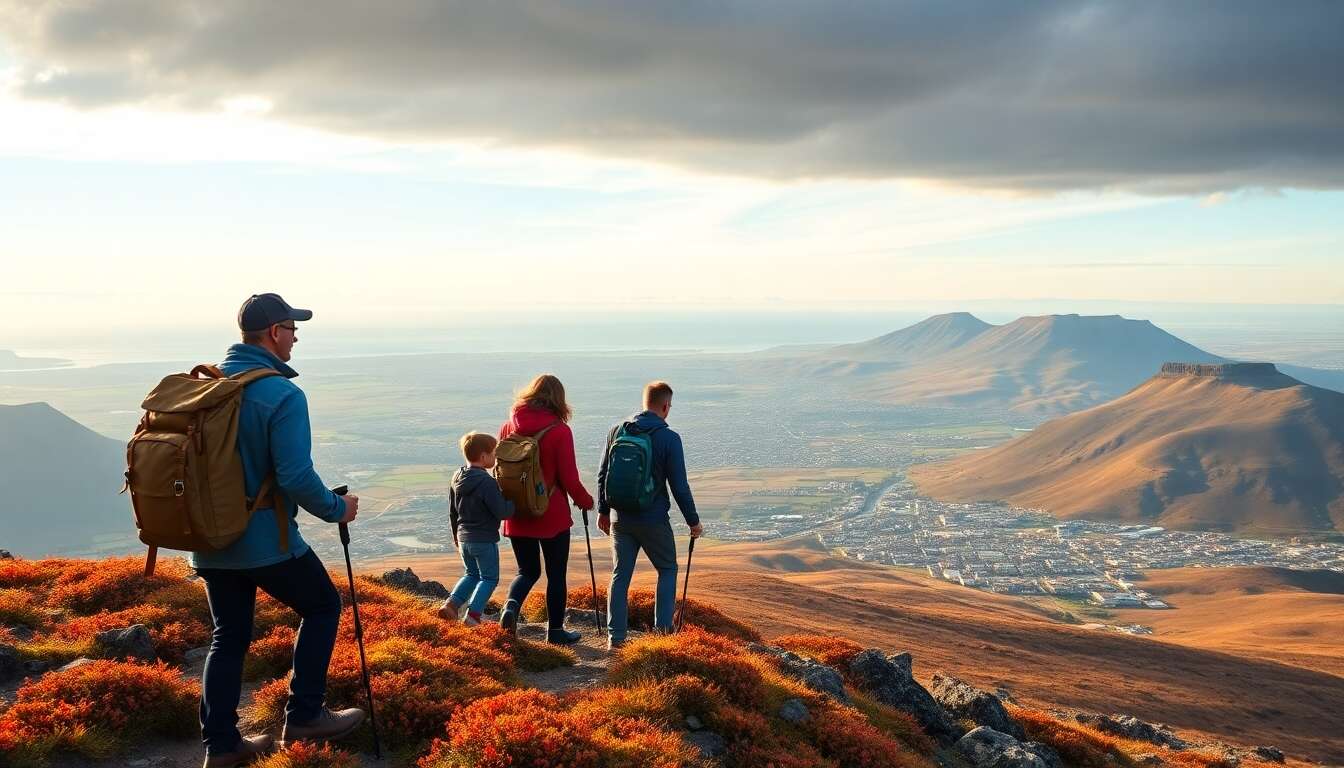 Randonnée familiale au mont esja avec vue sur reykjavik
