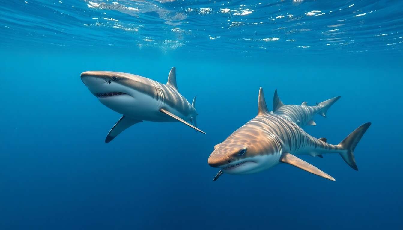 Les prédateurs redoutés : le grand requin blanc, le requin tigre et le requin bouledogue Les prédateurs redoutés : le grand requin blanc, le requin tigre et le requin bouledogue